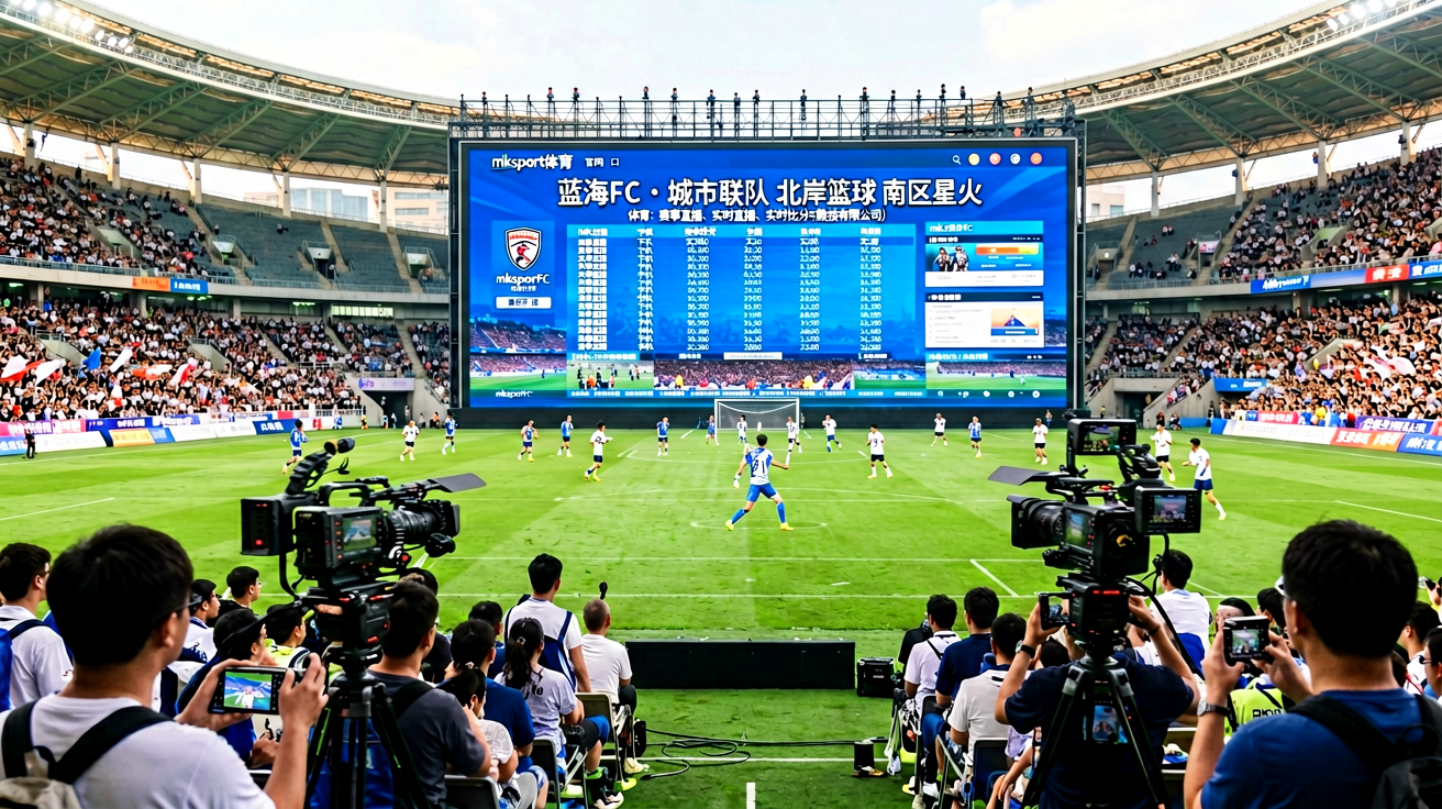 足球赛事现场与直播大屏画面