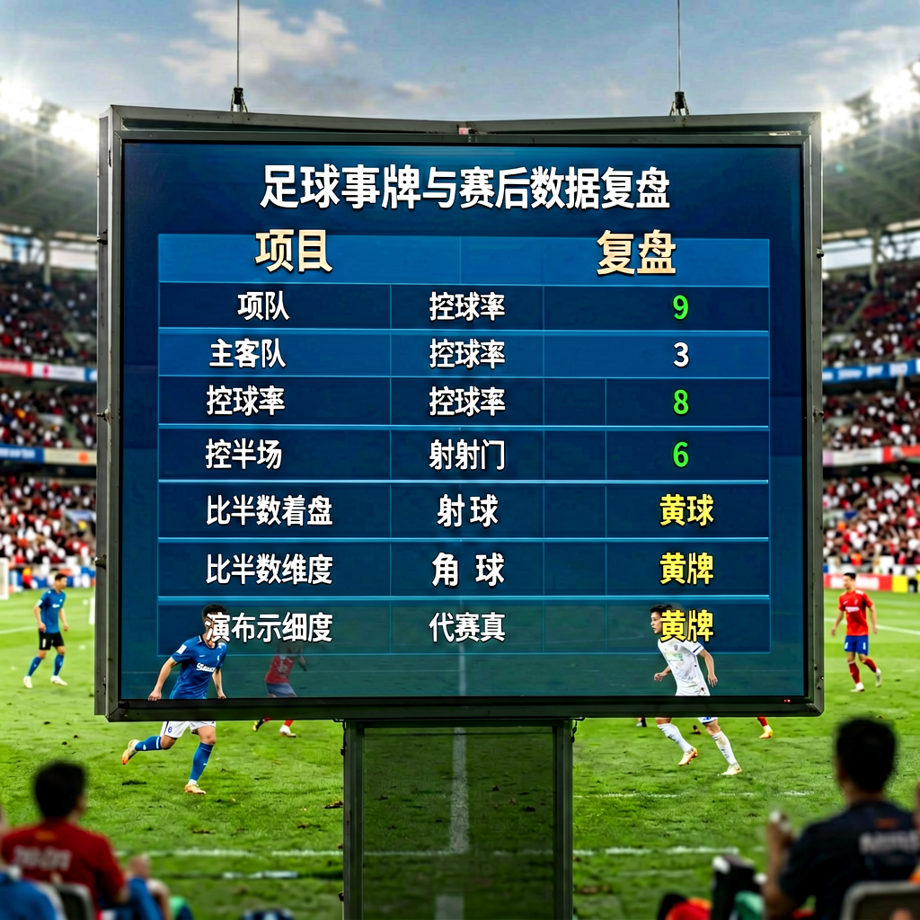足球赛事比分牌与赛后数据复盘画面